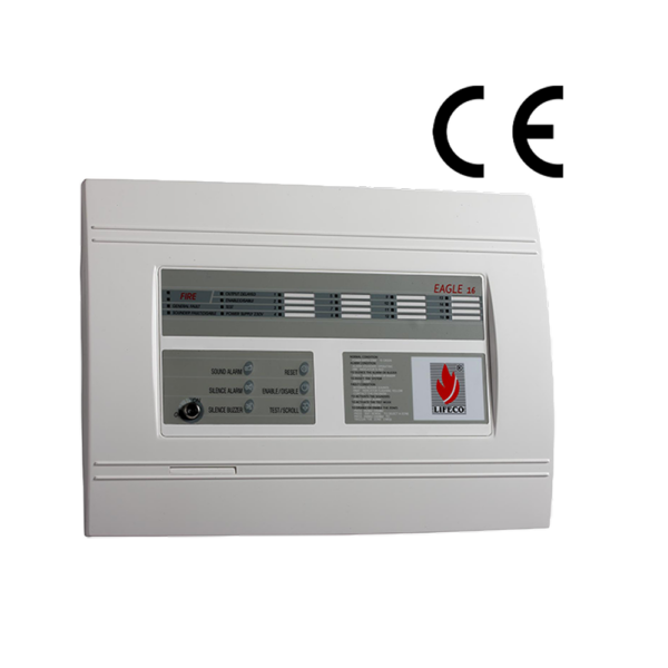 Lifeco conventional fire alarm panel, provides 16 zones